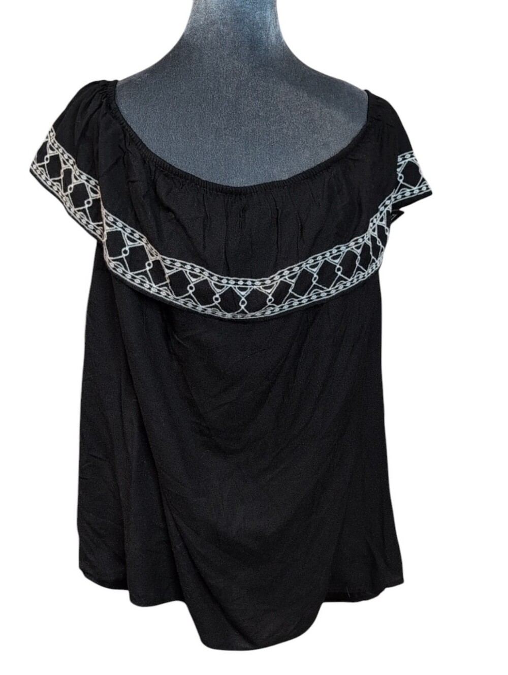 Lane Bryant Black with White Trim Off the Shoulder Top Size 18/20